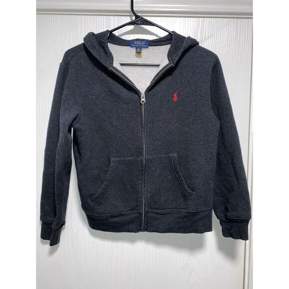 Lauren Ralph Lauren Other - RALPH LAUREN POLO Jacket Full Zip Boys Sz Med 10 12 Hooded Gray Green Pony